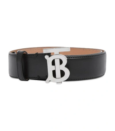 Shop Burberry Leather Tb Monogram Belt