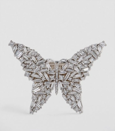 Shop Suzanne Kalan White Gold And Diamond Butterfly Ring