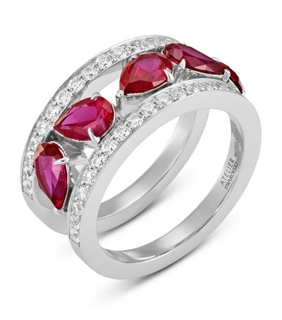 Shop Atelier Swarovski X Penelope Cruz White Gold, Lab-grown Diamond And Ruby Ring