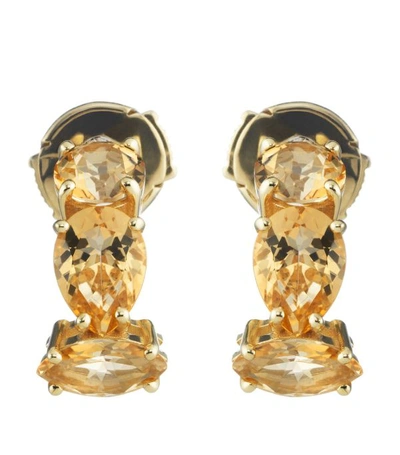Shop Atelier Swarovski X Paige Novick Arc-en-ciel Yellow Gold And Honey Topaz Stud Earrings