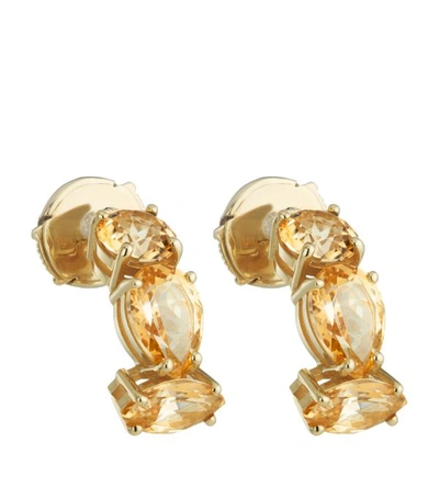 Shop Atelier Swarovski X Paige Novick Arc-en-ciel Yellow Gold And Honey Topaz Stud Earrings