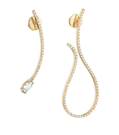 Shop Atelier Swarovski X Paige Novick Arc-en-ciel Yellow Gold, Diamond And Topaz Mismatched Earrings