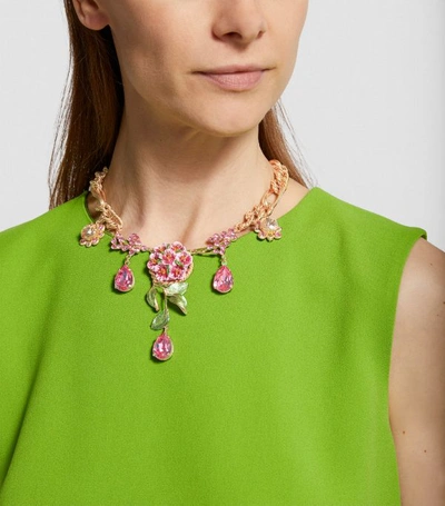 Shop Dolce & Gabbana Crystal Embellished Floral Necklace