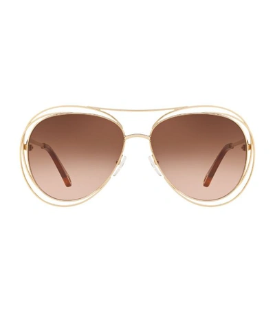 Shop Chloé Carlina Pilot Sunglasses