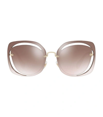 Shop Miu Miu Mirrored Cut-out Irregular Sunglasses