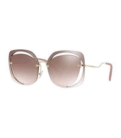Shop Miu Miu Mirrored Cut-out Irregular Sunglasses