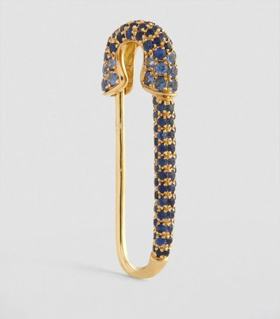 Shop Anita Ko Yellow Gold And Blue Sapphire Single Safety Pin Earring