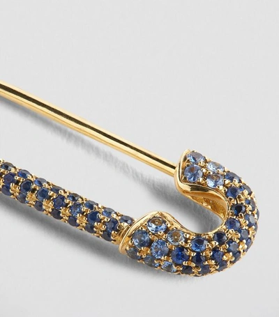 Shop Anita Ko Yellow Gold And Blue Sapphire Single Safety Pin Earring