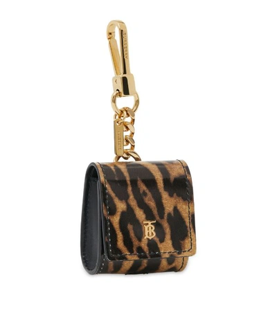 Shop Burberry Leather Leopard Print Earphone Case