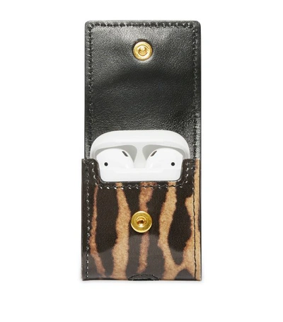 Shop Burberry Leather Leopard Print Earphone Case