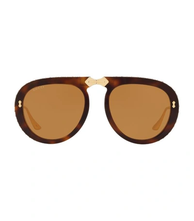 Shop Gucci Embellished Pilot Sunglasses