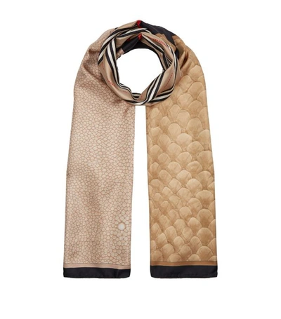 Shop Burberry Silk Fish Stripe Scarf