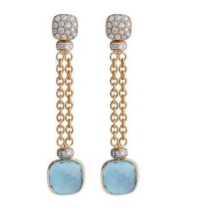 Shop Pomellato Mixed Metal, Diamond And Topaz Nudo Drop Earrings