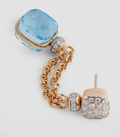 Shop Pomellato Mixed Metal, Diamond And Topaz Nudo Drop Earrings