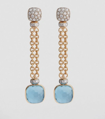 Shop Pomellato Mixed Metal, Diamond And Topaz Nudo Drop Earrings