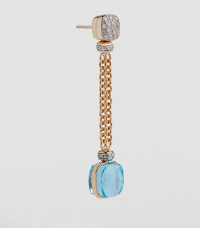 Shop Pomellato Mixed Metal, Diamond And Topaz Nudo Drop Earrings