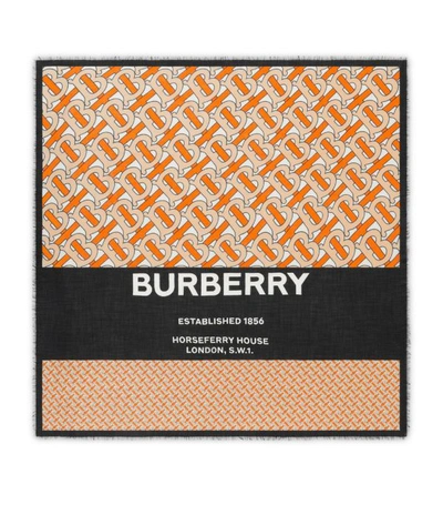 Shop Burberry Cashmere Tb Monogram Print Scarf