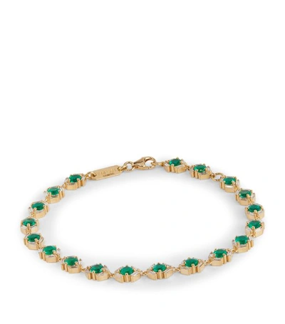 Shop Suzanne Kalan Yellow Gold, Diamond And Emerald One Of A Kind Tennis Bracelet