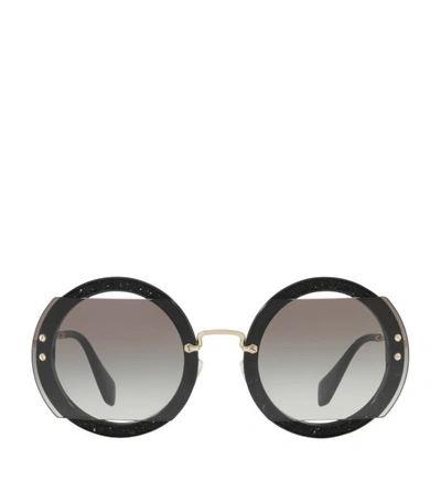 Shop Miu Miu Embellished Round Sunglasses