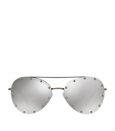 Shop Valentino Garavani Jewelled Mirror Aviator Sunglasses