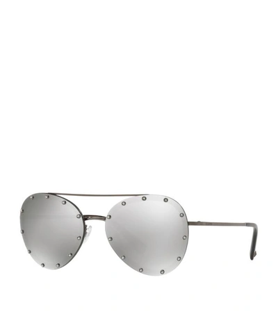 Shop Valentino Garavani Jewelled Mirror Aviator Sunglasses