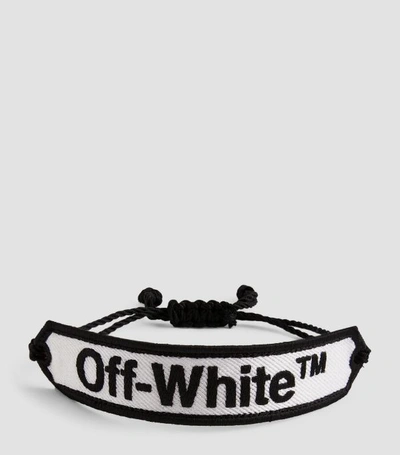 Shop Off-white Logo-embroidered Macramé Bracelet