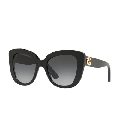 Shop Gucci Oversized Round Sunglasses In Black