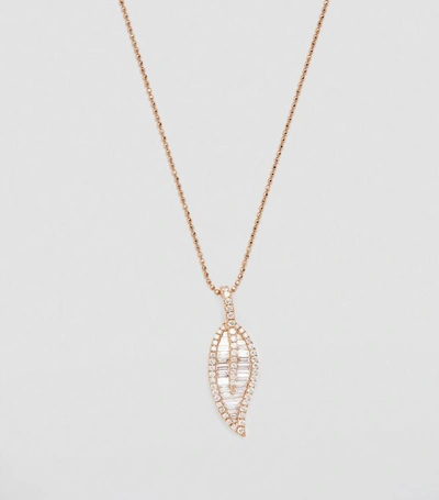 Shop Anita Ko Rose Gold And Diamond Leaf Necklace