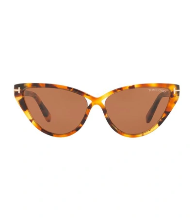 Shop Tom Ford Tortoiseshell Charlie Cat Eye Sunglasses
