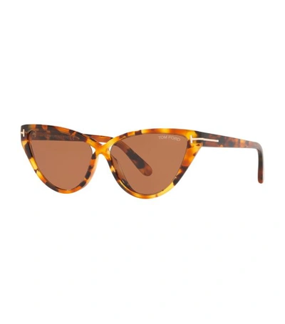 Shop Tom Ford Tortoiseshell Charlie Cat Eye Sunglasses