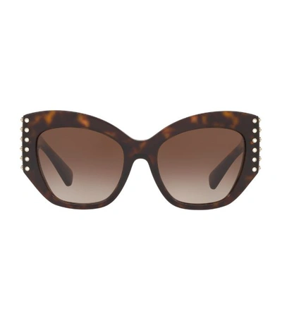 Shop Valentino Garavani Tortoiseshell Butterfly Sunglasses In Brown