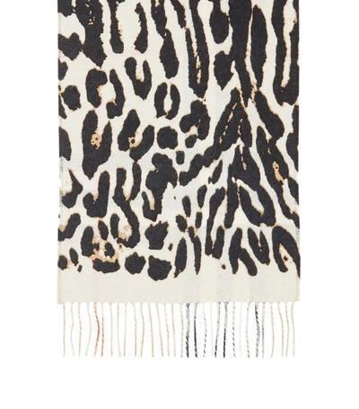 Shop Burberry Leopard Print And Check Cashmere Scarf