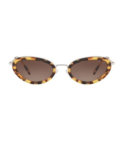 Shop Miu Miu Délice Tortoiseshell Print Oval Sunglasses