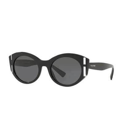 Shop Valentino Oval Stripe Sunglasses