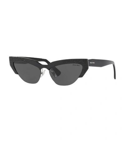 Shop Miu Miu Diamanté Trim Cat Eye Sunglasses