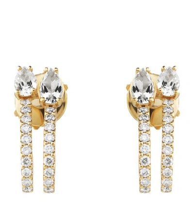 Shop Atelier Swarovski X Paige Novick Arc-en-ciel Yellow Gold, Diamond And Topaz Double Hoop Earrings