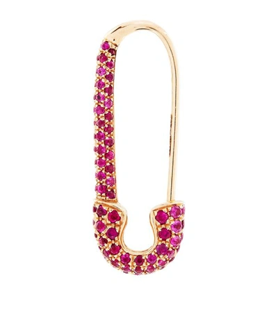 Shop Anita Ko Rose Gold And Ruby Safety Pin Earring