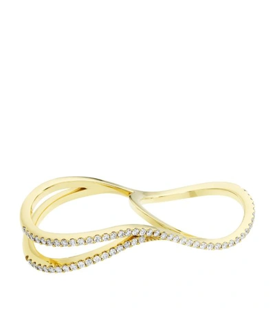 Shop Atelier Swarovski X Paige Novick Yellow Gold And Lab-grown Diamond Arc En Ciel Double Ring