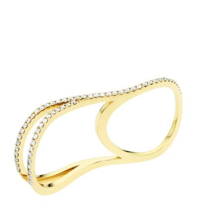 Shop Atelier Swarovski X Paige Novick Yellow Gold And Lab-grown Diamond Arc En Ciel Double Ring