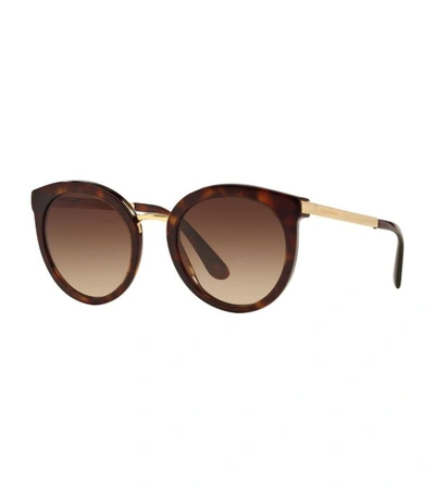 Shop Dolce & Gabbana Tortoiseshell Round Sunglasses