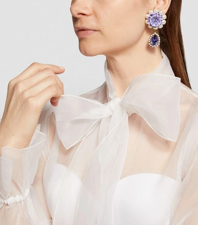 Shop Dolce & Gabbana Floral Gem Drop Earrings