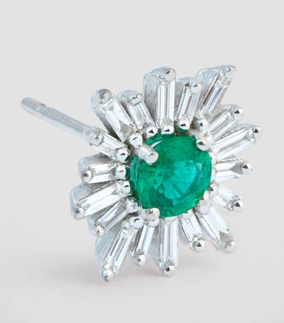 Shop Suzanne Kalan White Gold Diamond And Emerald Fireworks Earrings