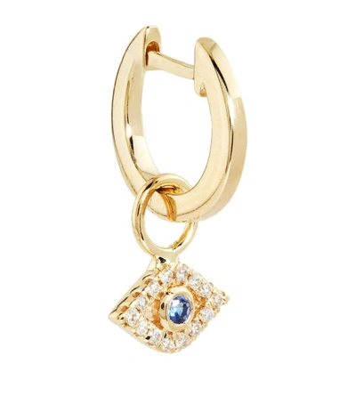 Shop Sydney Evan Yellow Gold And Diamond Bezel Evil Eye Huggie Hoops