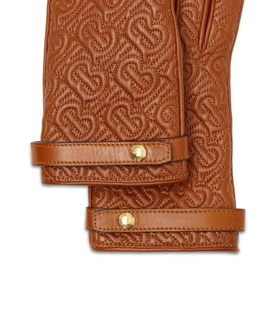Shop Burberry Leather Tb Monogram Quilted Gloves