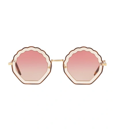 Shop Chloé Rosie Scalloped Tinted Sunglasses