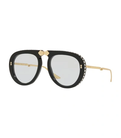 Shop Gucci Diamanté Trim Thick-frame Sunglasses