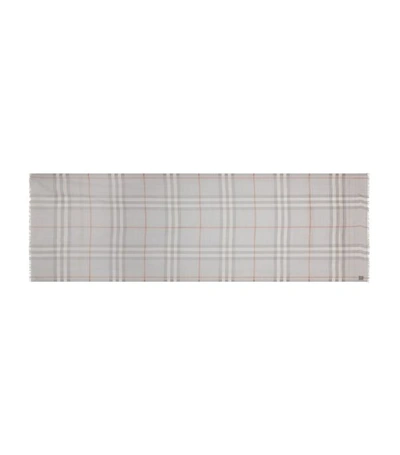 Shop Burberry Lightweight Wool-silk Check Scarf