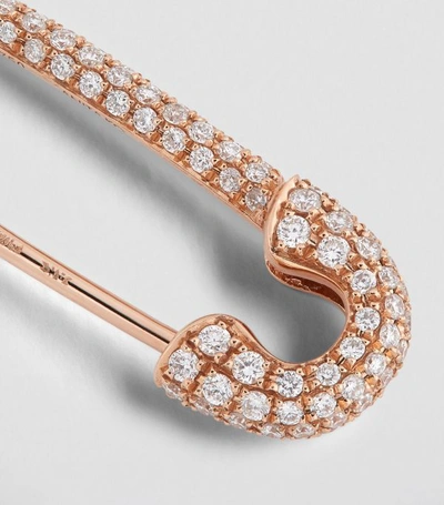 Shop Anita Ko Rose Gold And Pavé Diamond Safety Pin Single Earring