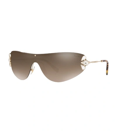 Shop Miu Miu Crystal-embellished Sunglasses