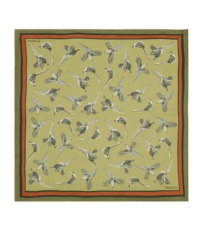 Shop Purdey Silk Pheasants Print Scarf